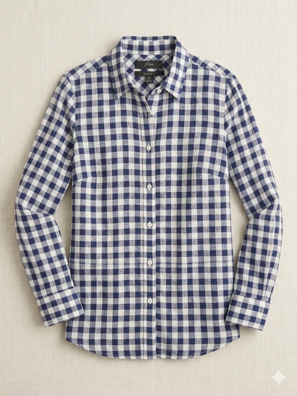 J. Crew Blue and White Gingham Button-Down Shirt